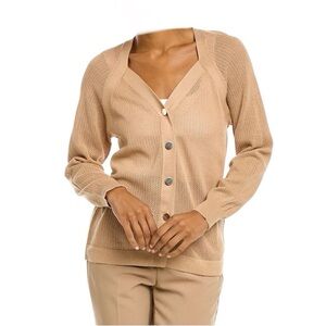 Anne Klein Womens Directional Knit Cardigan Size Large